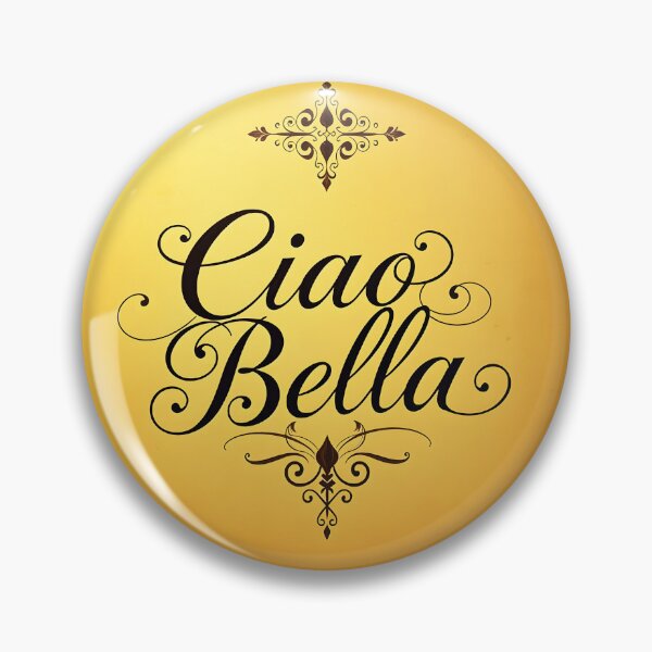 Item preview, Ciao Bella curly callygraphic text on vintage paper designed and sold by EmeraldeaArt.