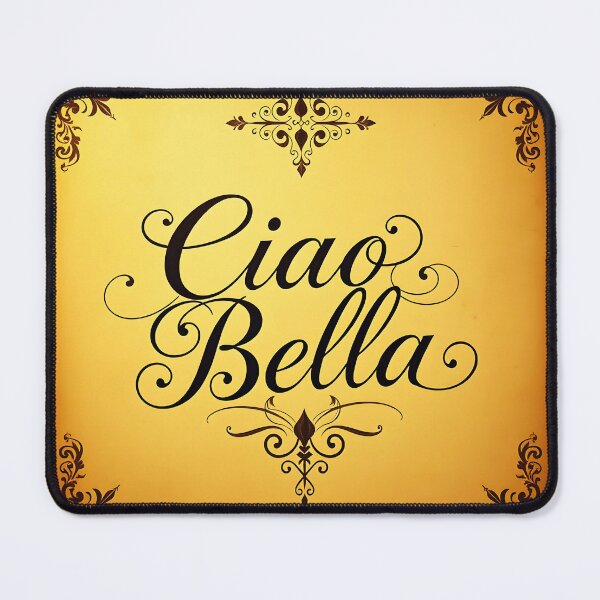 Item preview, Ciao Bella curly callygraphic text on vintage paper designed and sold by EmeraldeaArt.
