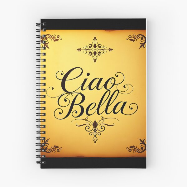 Item preview, Ciao Bella curly callygraphic text on vintage paper designed and sold by EmeraldeaArt.