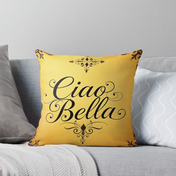 Item preview, Ciao Bella curly callygraphic text on vintage paper designed and sold by EmeraldeaArt.