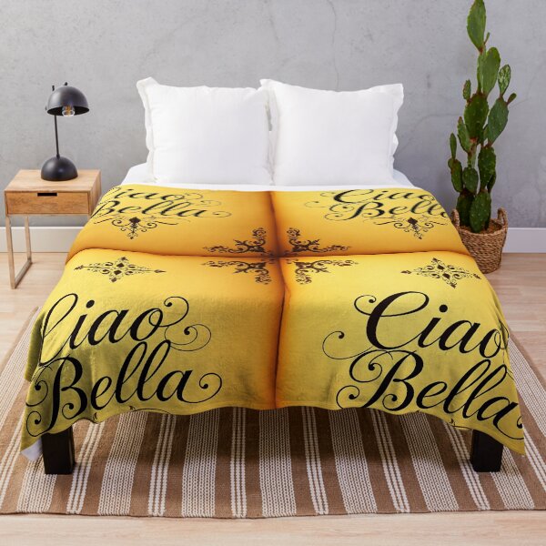 Item preview, Ciao Bella curly callygraphic text on vintage paper designed and sold by EmeraldeaArt.