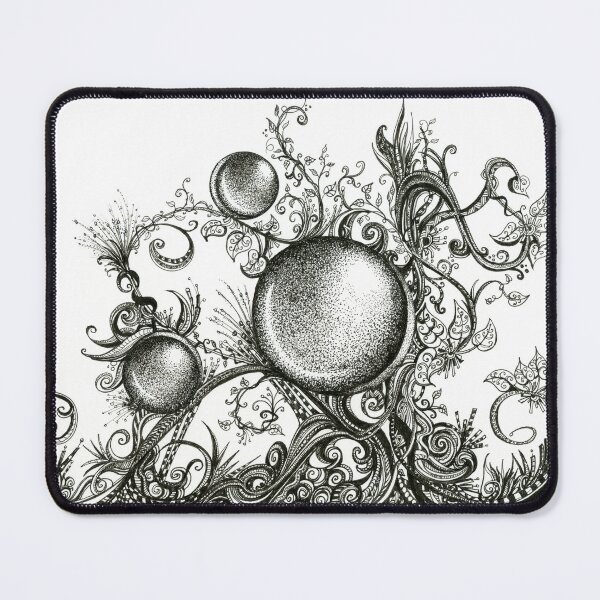Item preview, Harmonic – Abstract Ink Drawing with Spheres & Leaves designed and sold by DanielleJScott.com.
