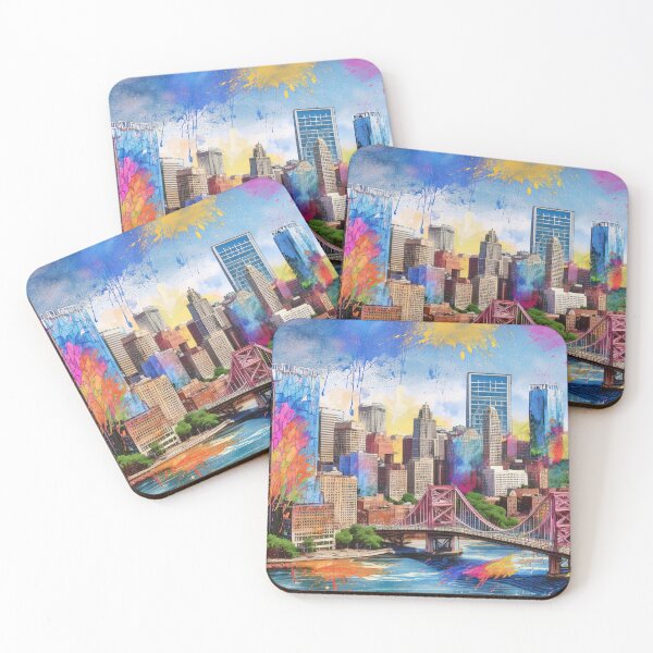 Item preview, Pittsburgh Colorful Abstract Graffiti Skyline Art designed and sold by Phat Dog Designs .