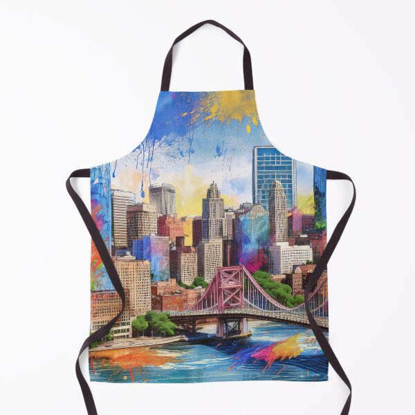 Item preview, Pittsburgh Colorful Abstract Graffiti Skyline Art designed and sold by Phat Dog Designs .