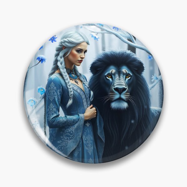 Item preview, Copy of Yellow floral lion embrace with floral decorated blond ethereal girl fantasy illustration designed and sold by EmeraldeaArt.