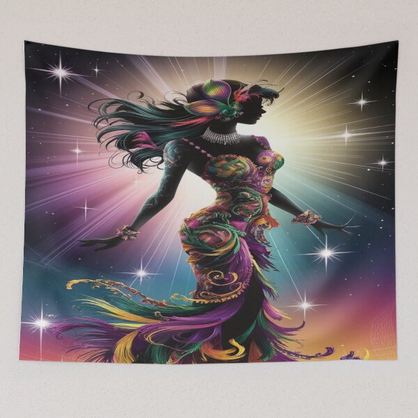 Item preview, Elegant Mardi Gras Silhouette - Vibrant Carnival Dance Art designed and sold by InspiredCreatives.