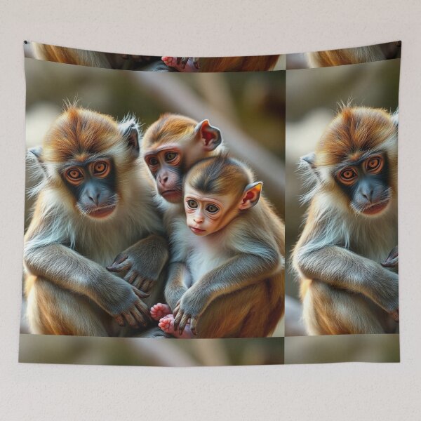 Item preview, Heartwarming Monkey Family Wildlife designed and sold by TreatLLC.