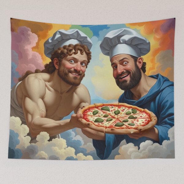 Item preview, Divine Pizza Chefs - Heavenly Renaissance Art Parody designed and sold by TopUpDesign.