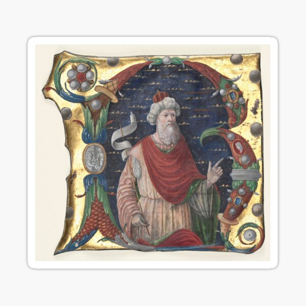 Artikel-Vorschau von Initiale R aus einem Chorbuch mit König David 1470–1480. Guglielmo Giraldi del Magri oder del Magro zugeschrieben (italienisch), designt und verkauft von Vintage Designs +.