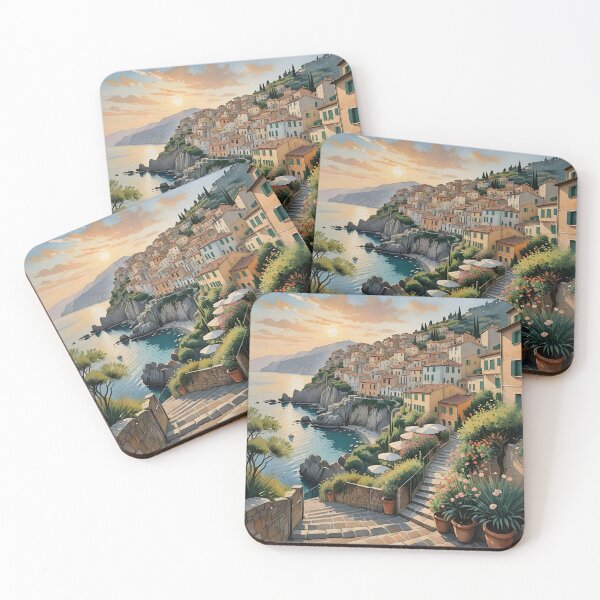 Item preview, Pogerola, Italy: Sunset Over a Charming Hilltop Village designed and sold by LSVart.