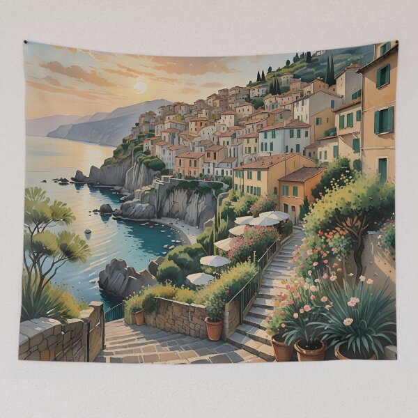 Item preview, Pogerola, Italy: Sunset Over a Charming Hilltop Village designed and sold by LSVart.