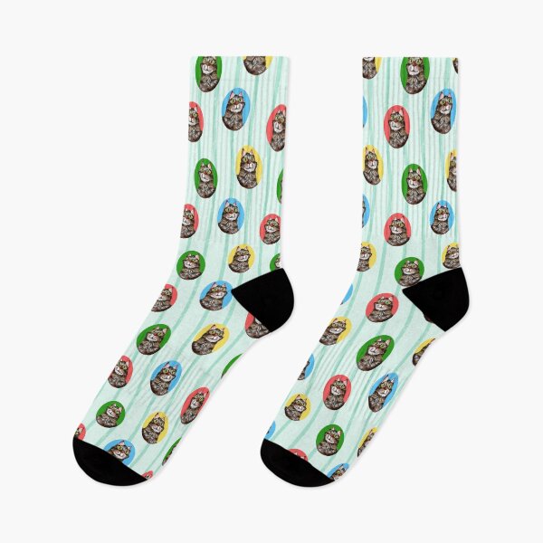 Item preview, A Cats Portrait in Green Red Blue Yellow - Stripes Background in Green designed and sold by JasmineGDesigns.