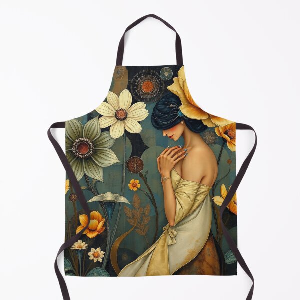 Item preview, Lady in a Beautiful Flower Garden painting inspired by Gustav Klimt designed and sold by Vintage Designs +.