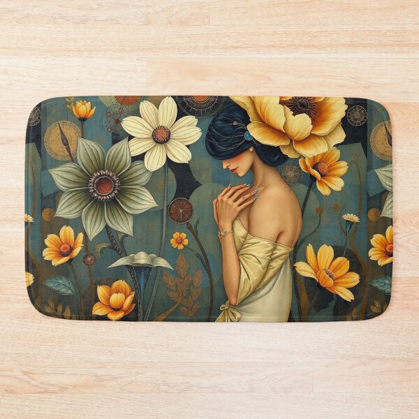 Item preview, Lady in a Beautiful Flower Garden painting inspired by Gustav Klimt designed and sold by Vintage Designs +.