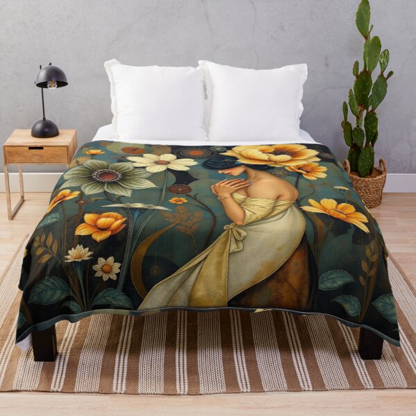 Item preview, Lady in a Beautiful Flower Garden painting inspired by Gustav Klimt designed and sold by Vintage Designs +.