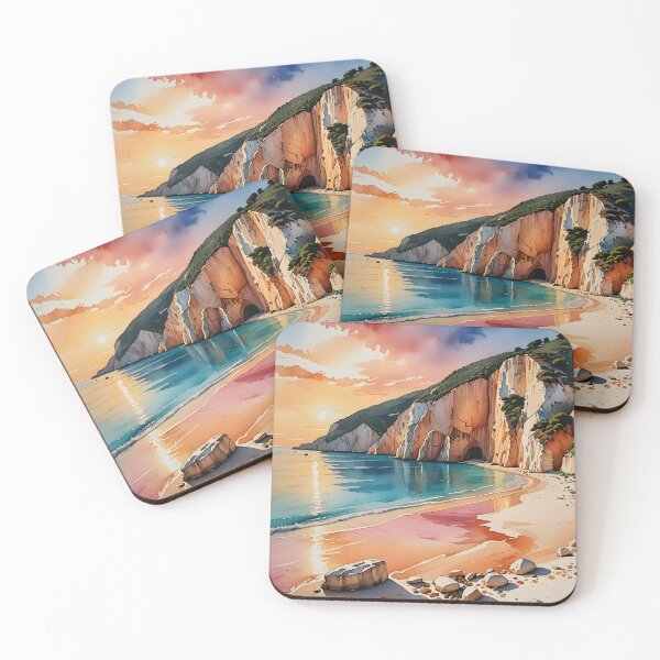 Item preview, Porto Katsiki Beach: Sunset Over White Cliffs designed and sold by LSVart.