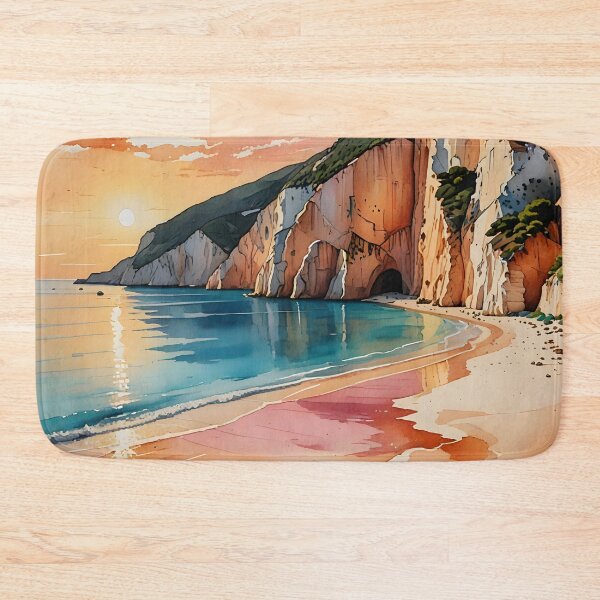 Item preview, Porto Katsiki Beach: Sunset Over White Cliffs designed and sold by LSVart.