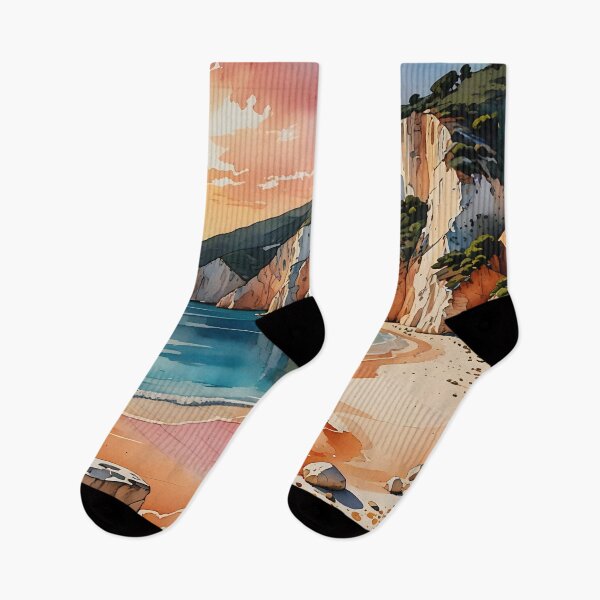 Item preview, Porto Katsiki Beach: Sunset Over White Cliffs designed and sold by LSVart.