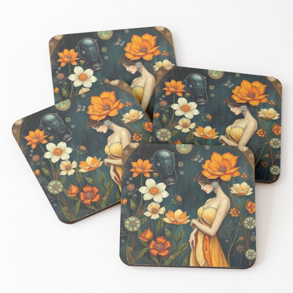 Item preview, Lady in a Beautiful Flower Garden painting inspired by Gustav Klimt designed and sold by Vintage Designs +.