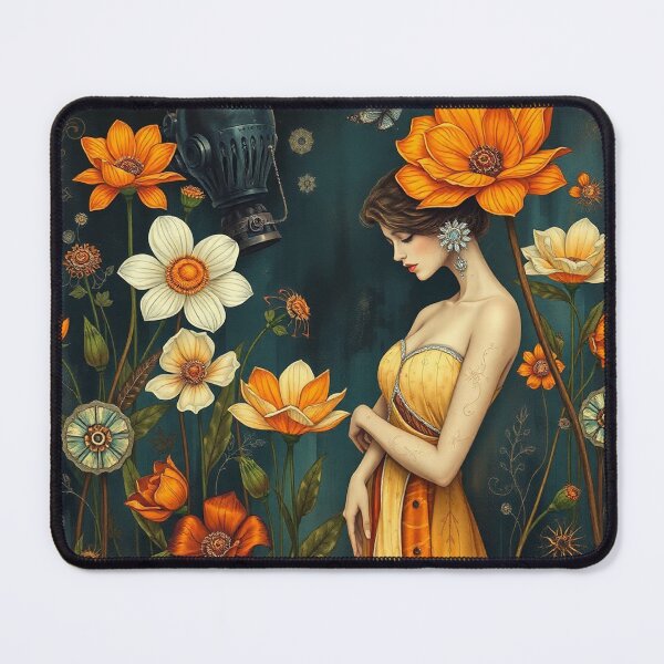 Item preview, Lady in a Beautiful Flower Garden painting inspired by Gustav Klimt designed and sold by Vintage Designs +.