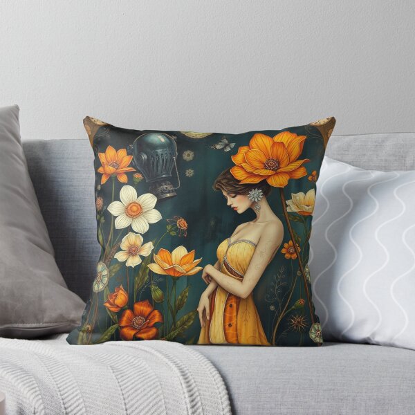 Item preview, Lady in a Beautiful Flower Garden painting inspired by Gustav Klimt designed and sold by Vintage Designs +.