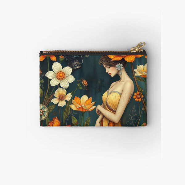 Item preview, Lady in a Beautiful Flower Garden painting inspired by Gustav Klimt designed and sold by Vintage Designs +.
