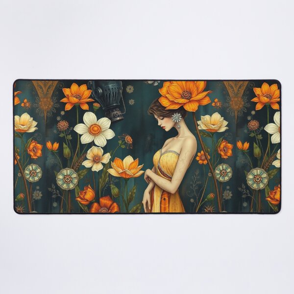 Item preview, Lady in a Beautiful Flower Garden painting inspired by Gustav Klimt designed and sold by Vintage Designs +.
