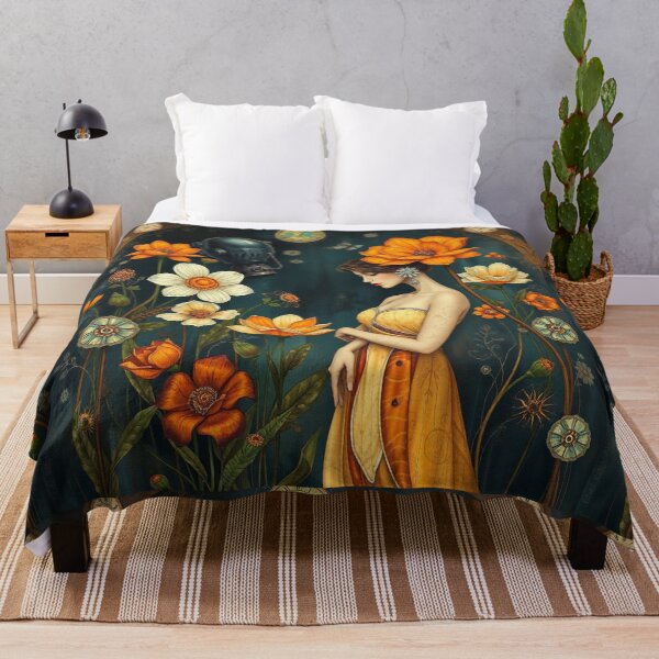 Item preview, Lady in a Beautiful Flower Garden painting inspired by Gustav Klimt designed and sold by Vintage Designs +.