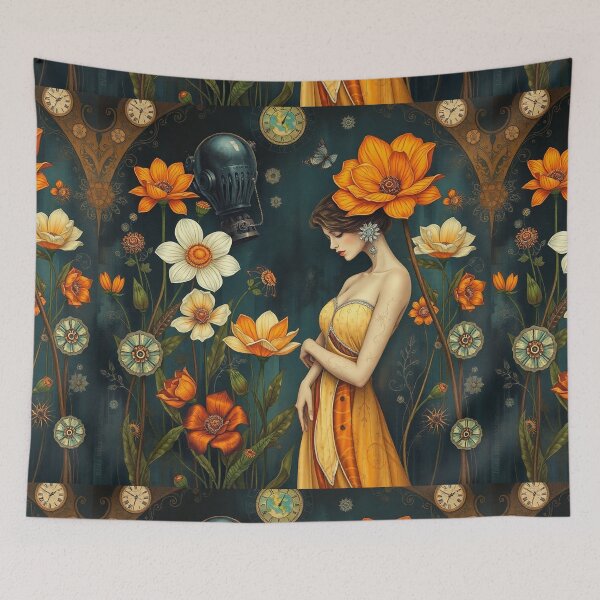 Item preview, Lady in a Beautiful Flower Garden painting inspired by Gustav Klimt designed and sold by Vintage Designs +.