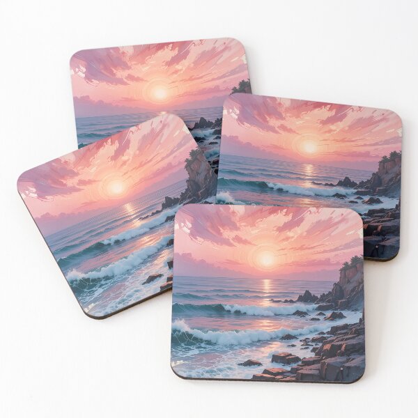 Item preview, Pastel Dream Coast – Serene Ocean Sunset Painting designed and sold by BorgSpareParts.