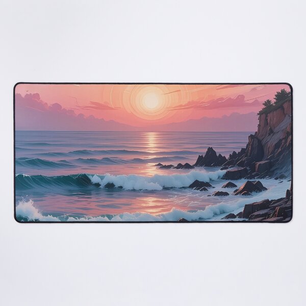 Item preview, Pastel Dream Coast – Serene Ocean Sunset Painting designed and sold by BorgSpareParts.