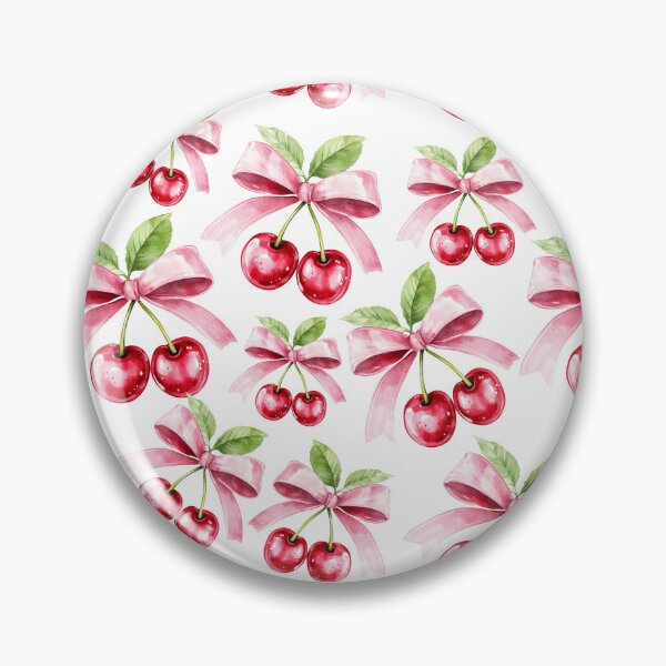 Item preview, Preppy Pink Cherries And Bows Ribbons Summer Pattern  designed and sold by UtArt.