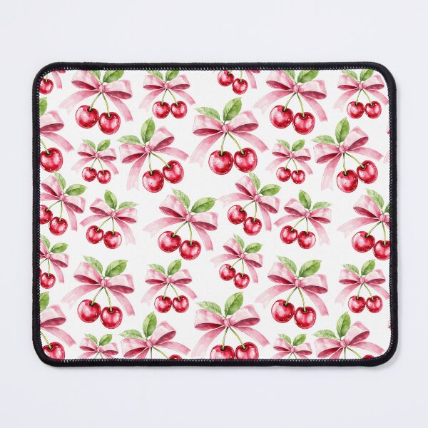 Item preview, Preppy Pink Cherries And Bows Ribbons Summer Pattern  designed and sold by UtArt.