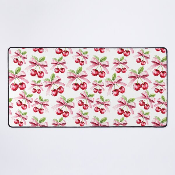 Item preview, Preppy Pink Cherries And Bows Ribbons Summer Pattern  designed and sold by UtArt.