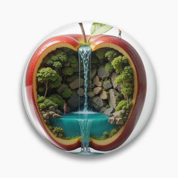 Item preview, A digital artwork depicting a halved apple transforming into a miniature ecosystem designed and sold by Cool Trends.