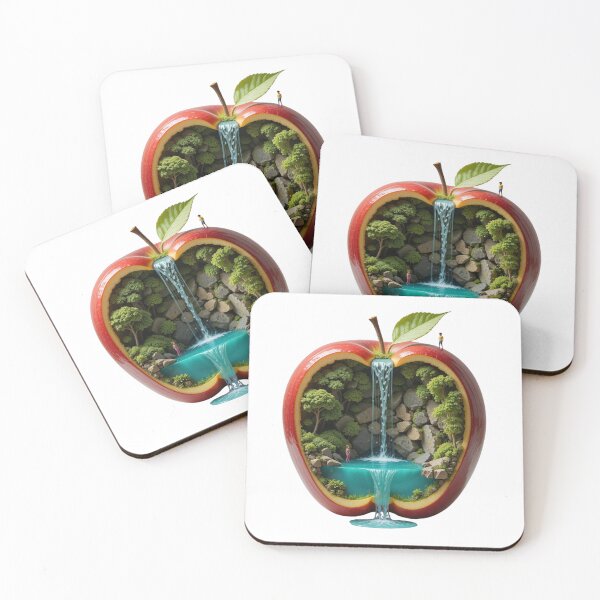 Item preview, A digital artwork depicting a halved apple transforming into a miniature ecosystem designed and sold by Cool Trends.