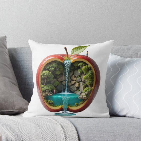 Item preview, A digital artwork depicting a halved apple transforming into a miniature ecosystem designed and sold by Cool Trends.