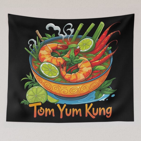 Item preview, Spicy Thai Tom Yum Kung Soup - Traditional Thai Food Art designed and sold by TopUpDesign.