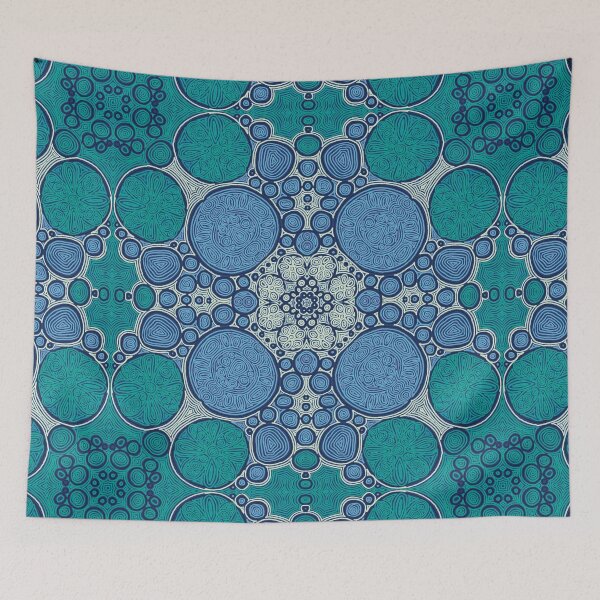 Item preview, Blue and teal snowflake abstract pattern  designed and sold by n1ckeatsyarn.