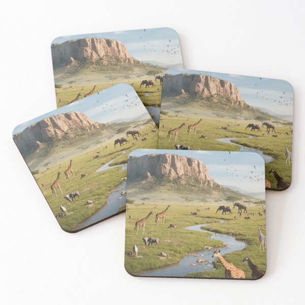 Item preview,   Vibrant African Savannah Landscape with Wildlife and Stream designed and sold by AnimalAirtistry.