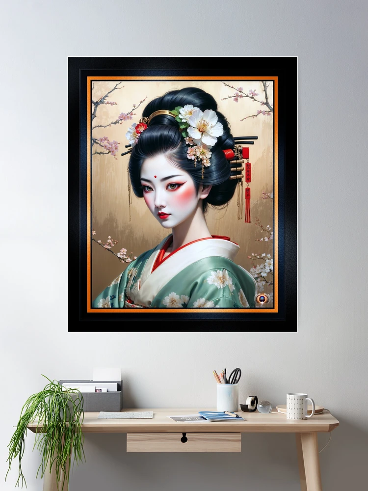 ภาพที่เงียบสงบของ Aoiyako Tsuruhime ที่สง่างามในศิลปะแนวคิด AI แบบชุดกิโมโนแบบดั้งเดิมโดย Xzendor7 2 A Serene Portrait Of The Elegant Aoiyako Tsuruhime In A Traditional Kimono Enchanting AI Concept Art by Xzendor7 Room Decor Poster Art Print
