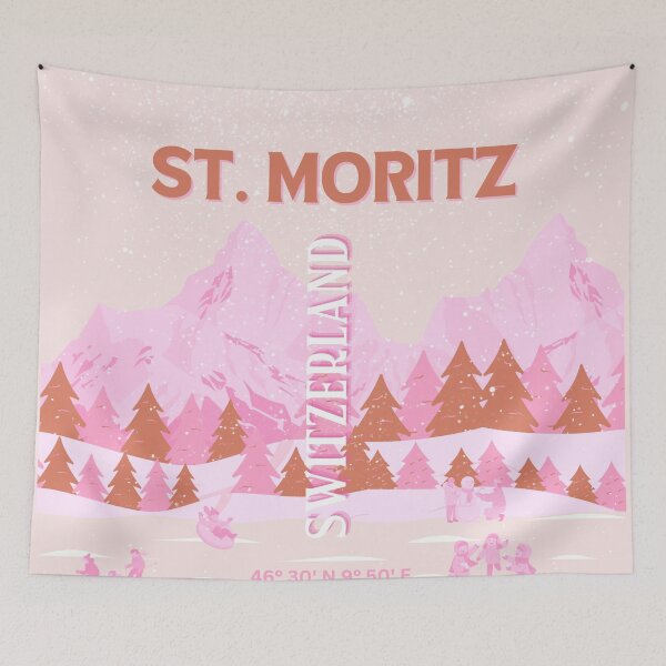 Item preview, St. Moritz Travel Art, Switzerland Travel Art, Preppy Art designed and sold by Magic Love Art Print.