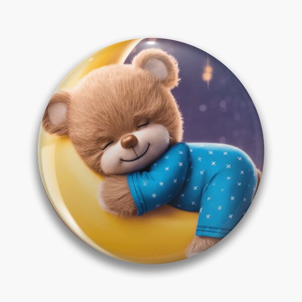 Item preview, Cute Teddy Bear Sleeping on Half Moon designed and sold by HanaiPrint.