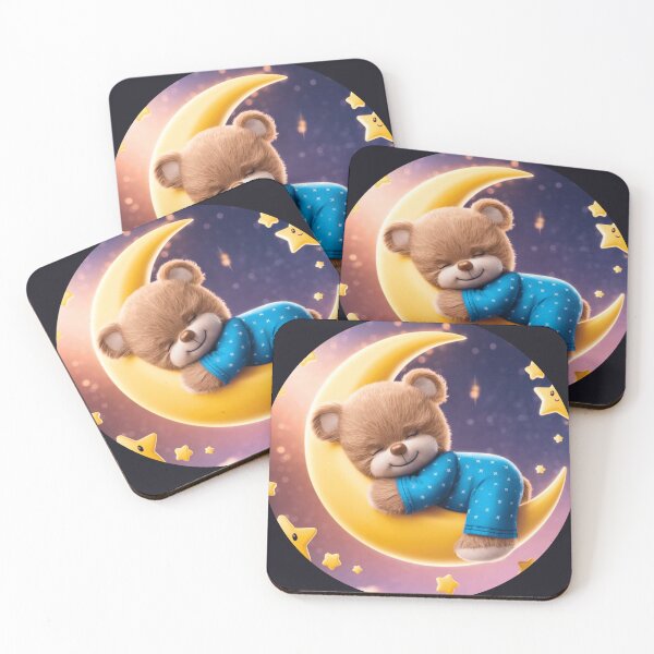 Item preview, Cute Teddy Bear Sleeping on Half Moon designed and sold by HanaiPrint.