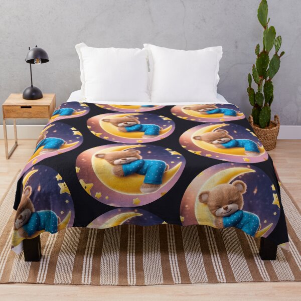 Item preview, Cute Teddy Bear Sleeping on Half Moon designed and sold by HanaiPrint.