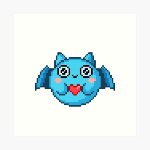 Item preview, Pixelated Blue Bat with Heart Tongue designed and sold by K1llexx.