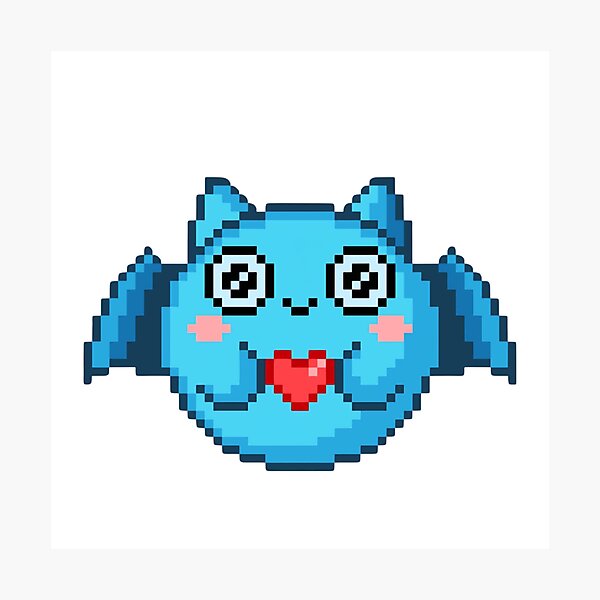 Item preview, Pixelated Blue Bat with Heart Tongue designed and sold by K1llexx.