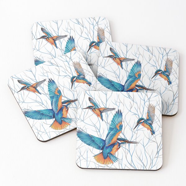 Item preview, Kingfishers in Flight designed and sold by TurquoiseBird.