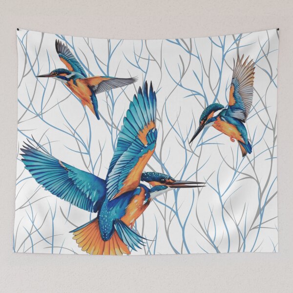 Item preview, Kingfishers in Flight designed and sold by TurquoiseBird.
