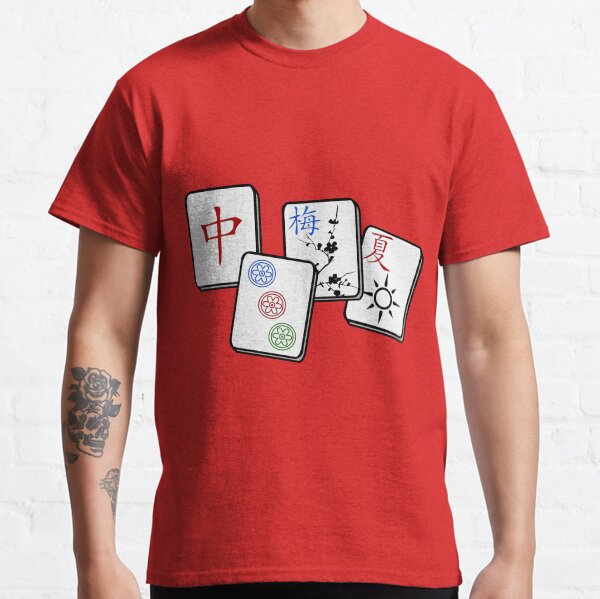 Mah Jong cubes on red background Classic T-Shirt